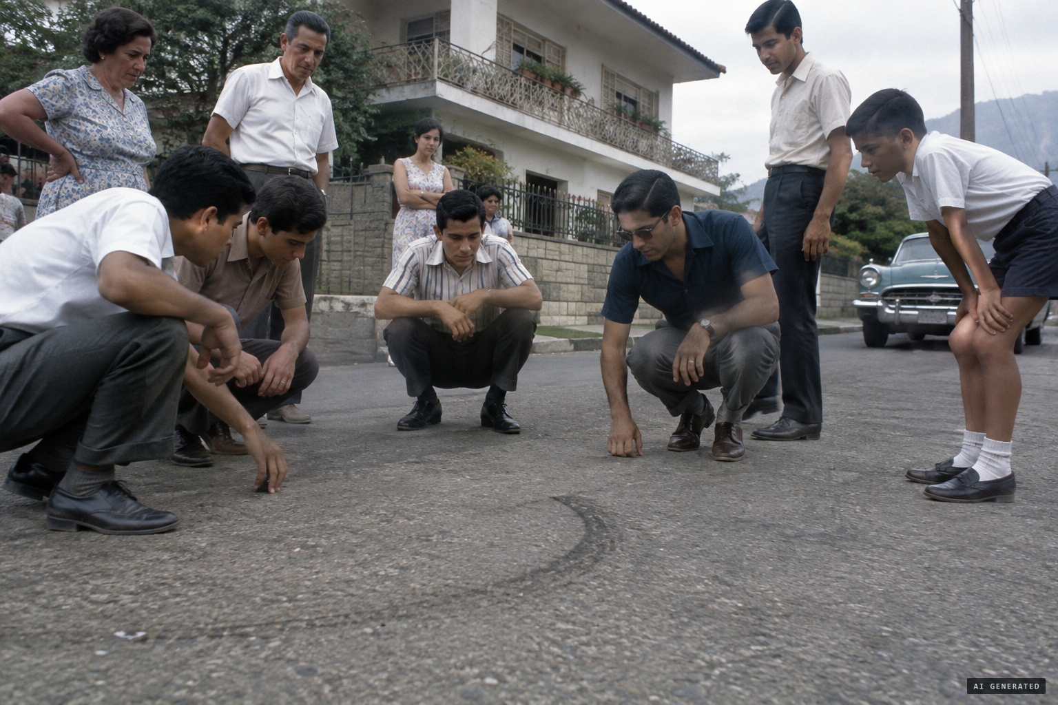 Friends and neighbours find the semi-circular scuff mark