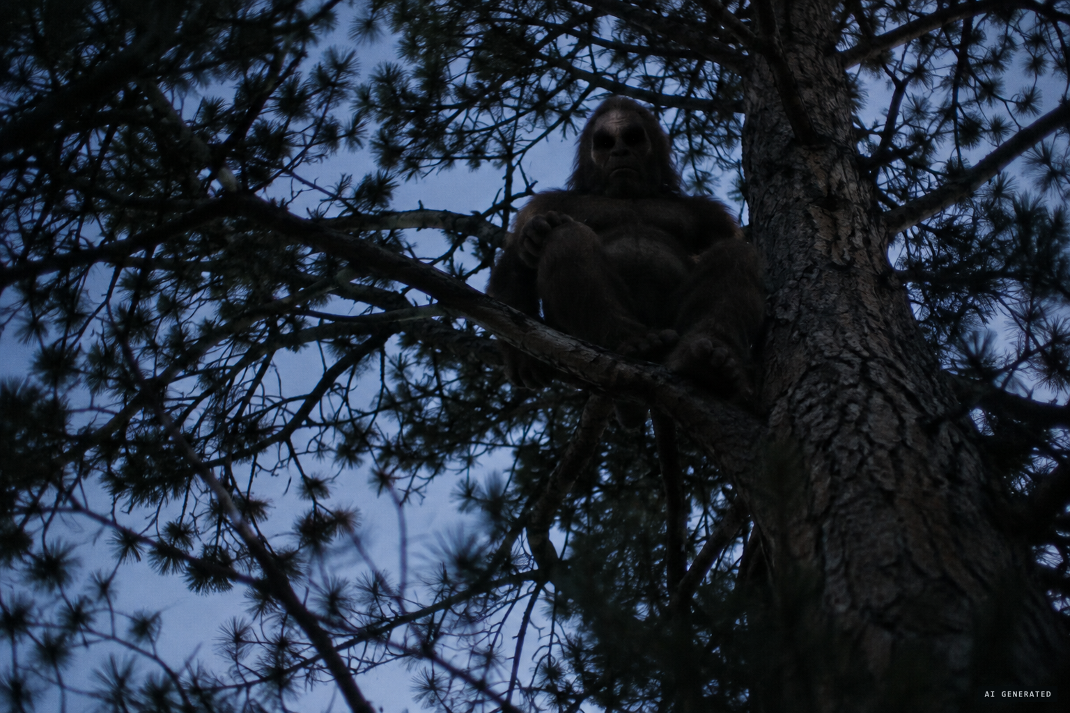 "He was 30 feet up in the tree" — the creature stares at the three of them