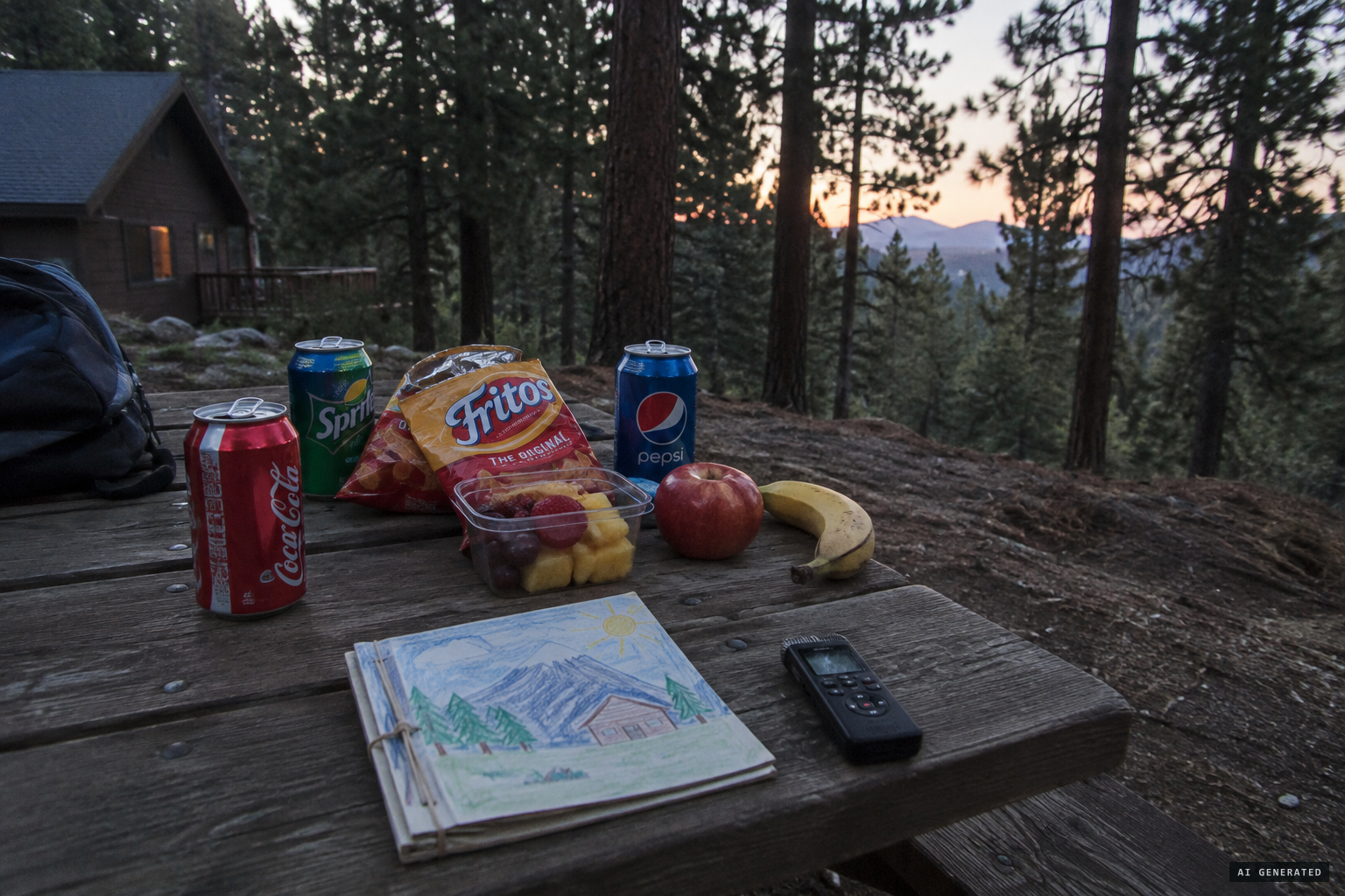 Soda, Fritos, fruit and a voice-activated picture book left out for the creatures