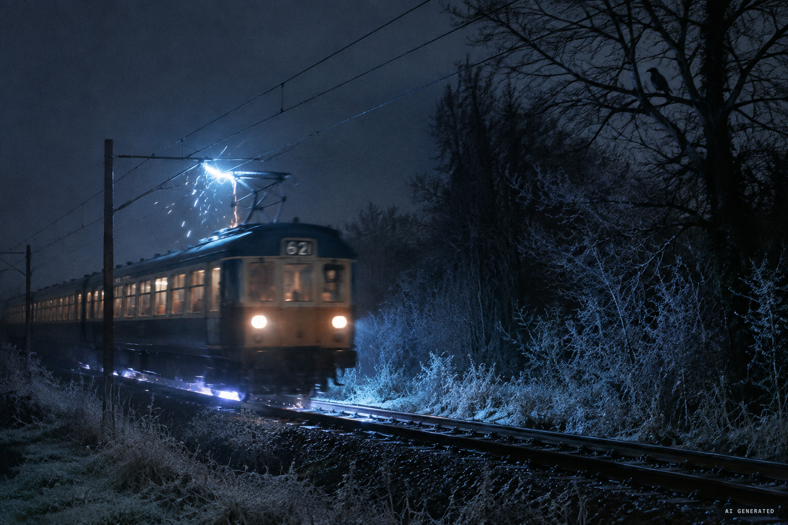 Wolfe's explanation: electric flashes from a passing train, and perhaps a crow