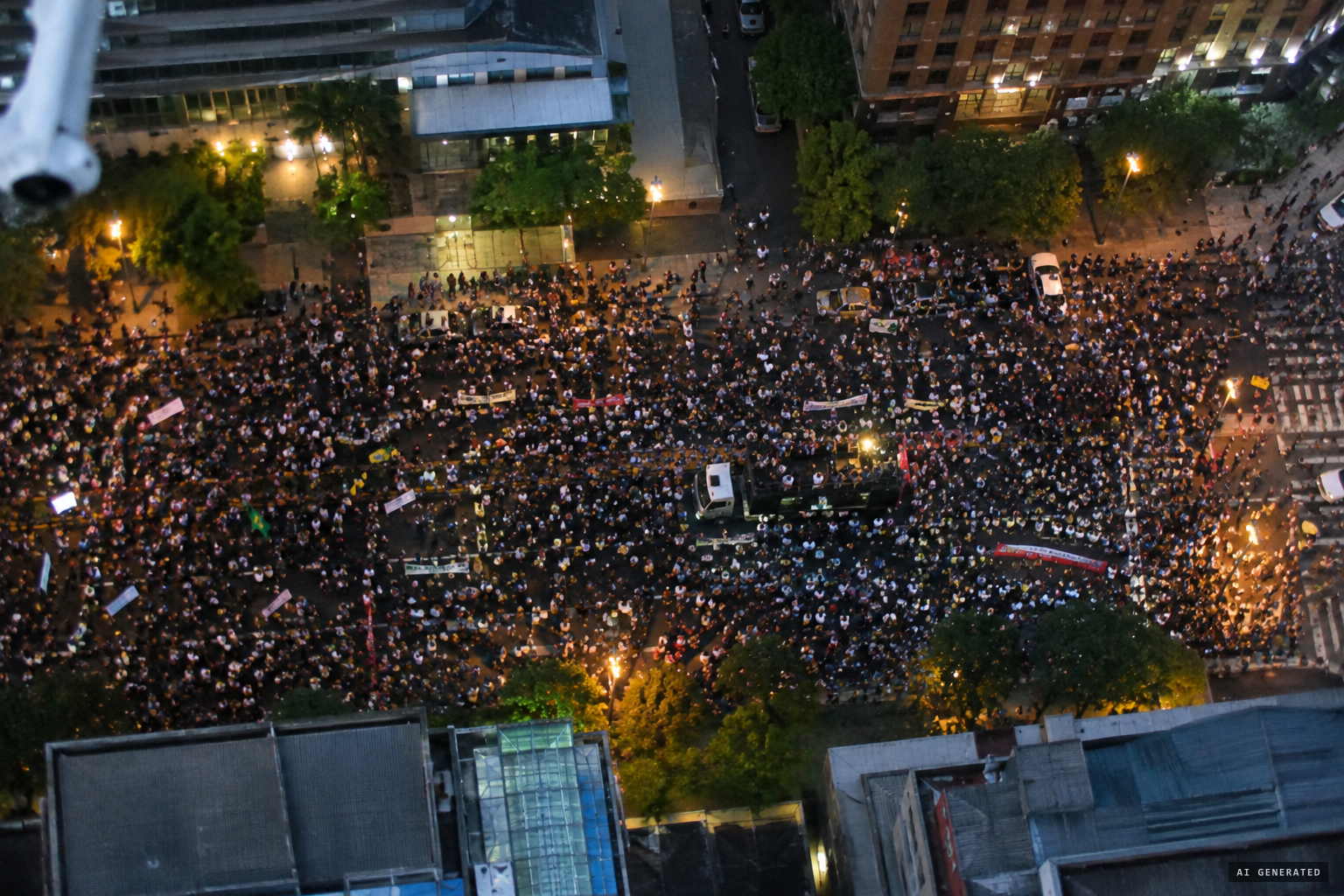The second video: the crowd seen from the drone itself