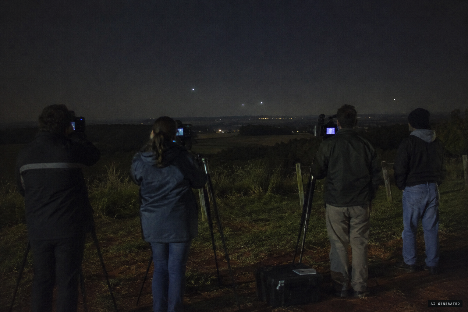 A group of observers points infrared cameras at the horizon