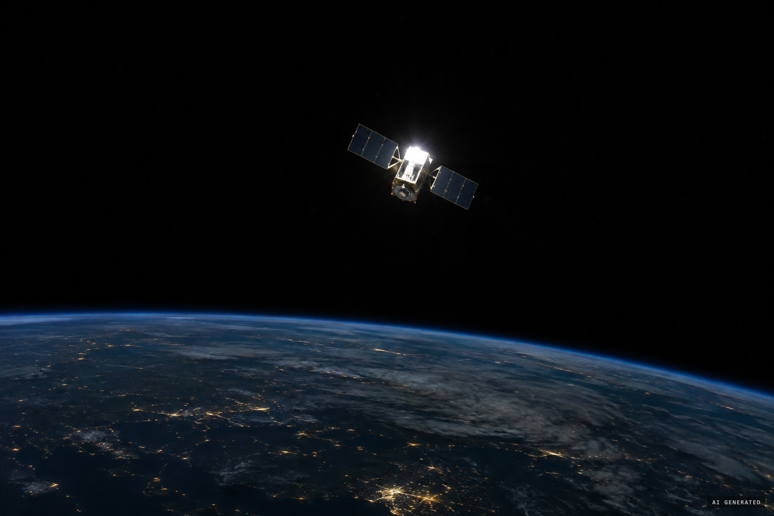 Satellites shining as they leave Earth's shadow cone