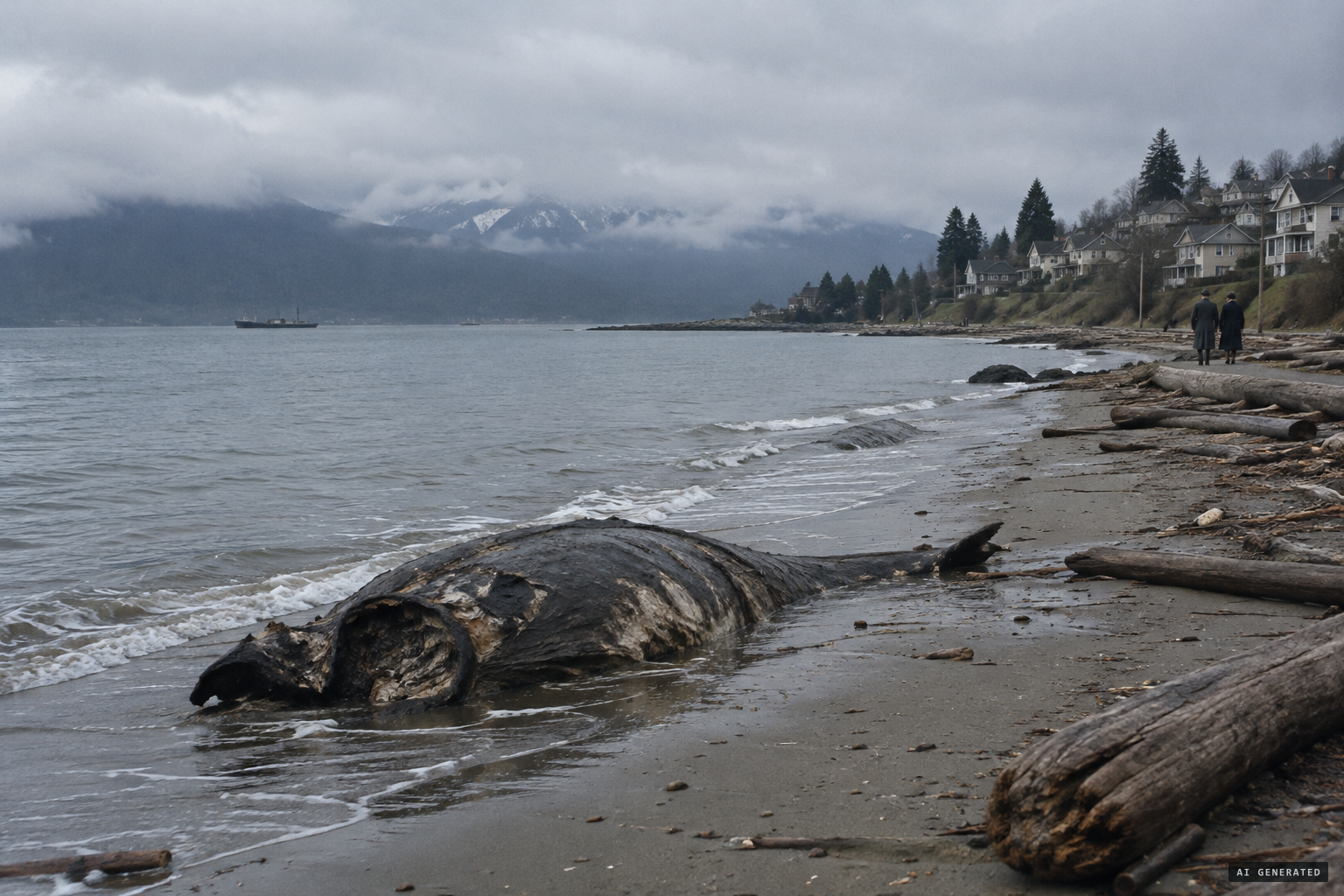 The tide brings a dead, decomposed body ashore at Kitsilano Beach