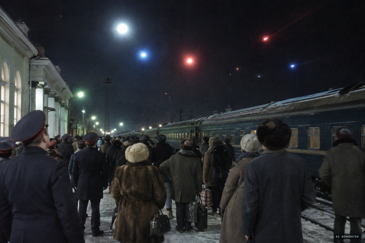 Hundreds of witnesses watch white, blue and red spheres and flashes