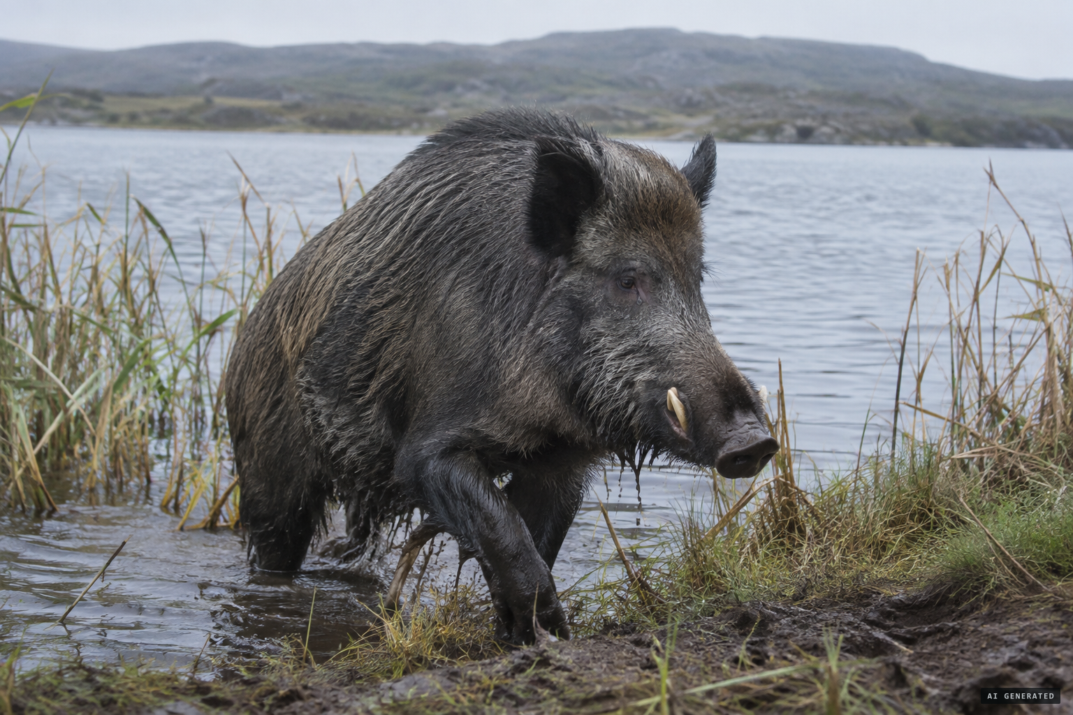 Drinnon's answer: a wild boar, the horn a tusk