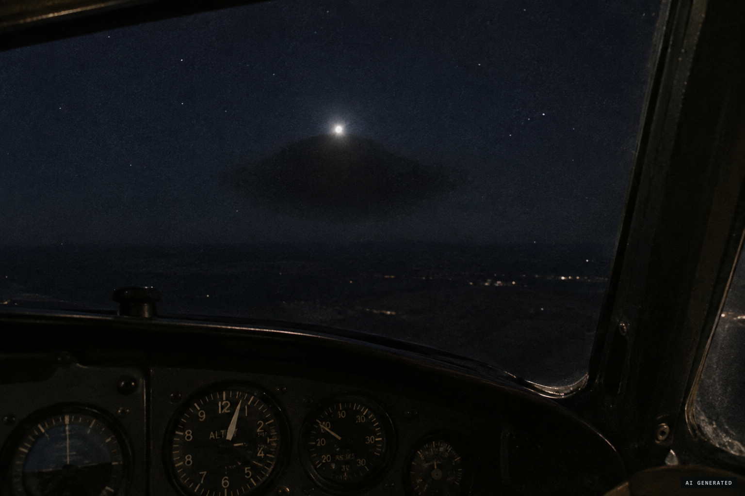 A vague dark shape with the white light centred on top, with no aircraft features.