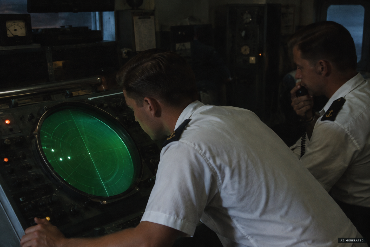 At Nowra, Petty Officer Jessop sees two paints, then a third, on the radar display.