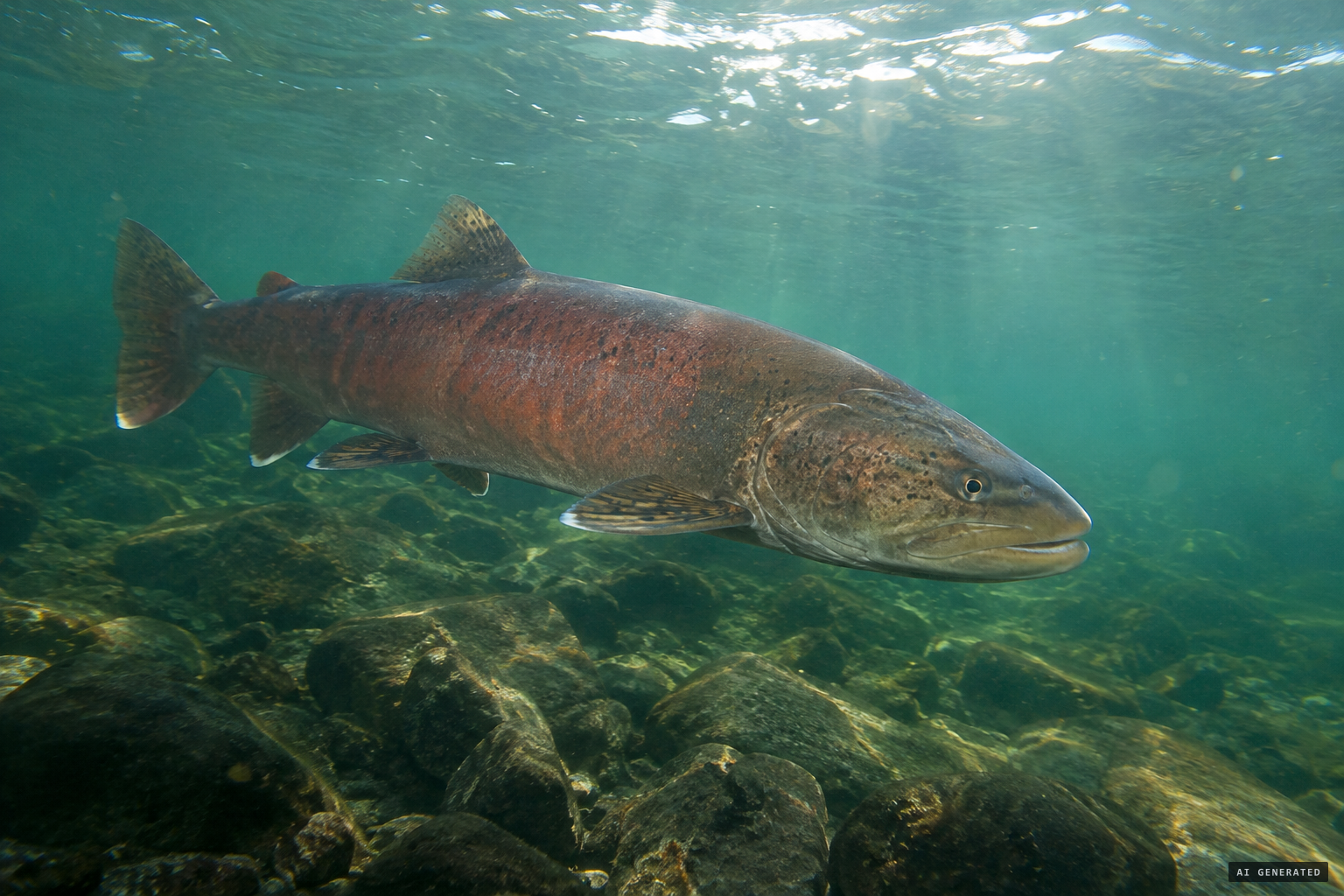 The usual answer: a large Hucho taimen, a freshwater salmon