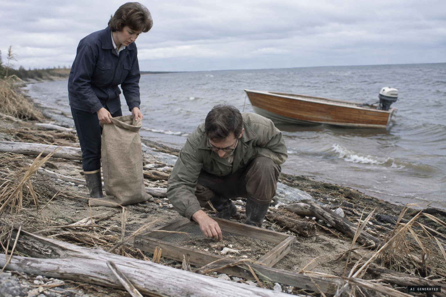 McLeod searches the shores for carcasses and bones, finding none