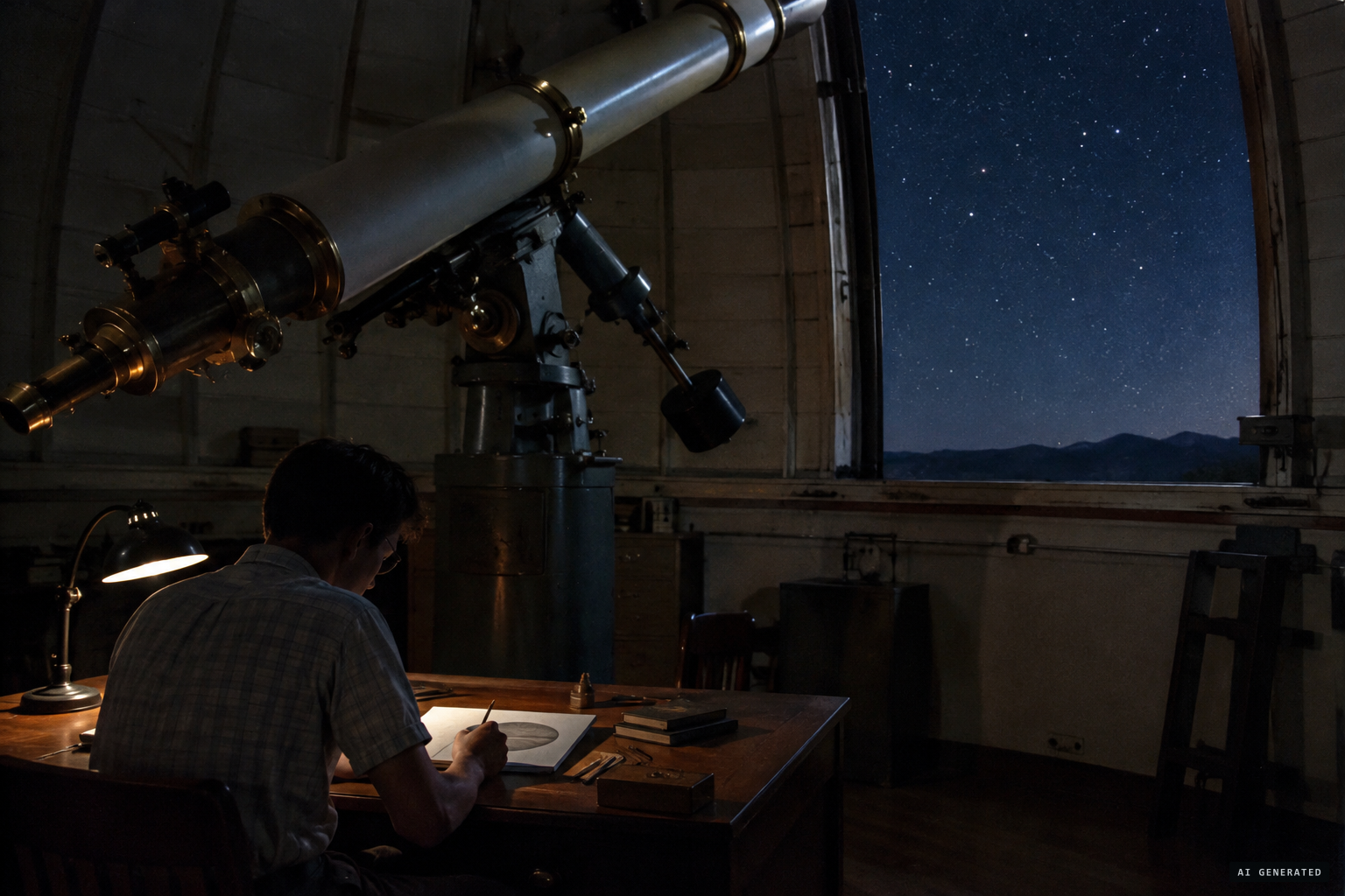 Seymour Hess at work on his Mars research at Lowell Observatory