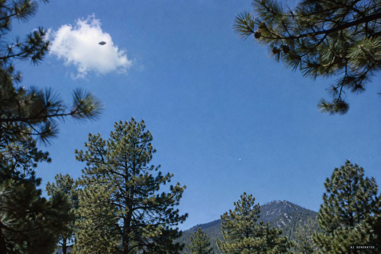 Bright in open sky, the object turns dark against the cloud
