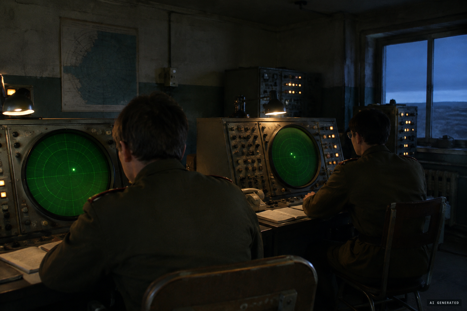 Radar on the Mangyshlak peninsula picks up an object over the Caspian Sea