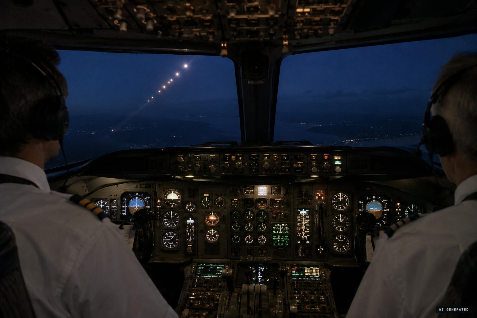 Virgin 76's crew see two bright lights climb away, with multiple objects following