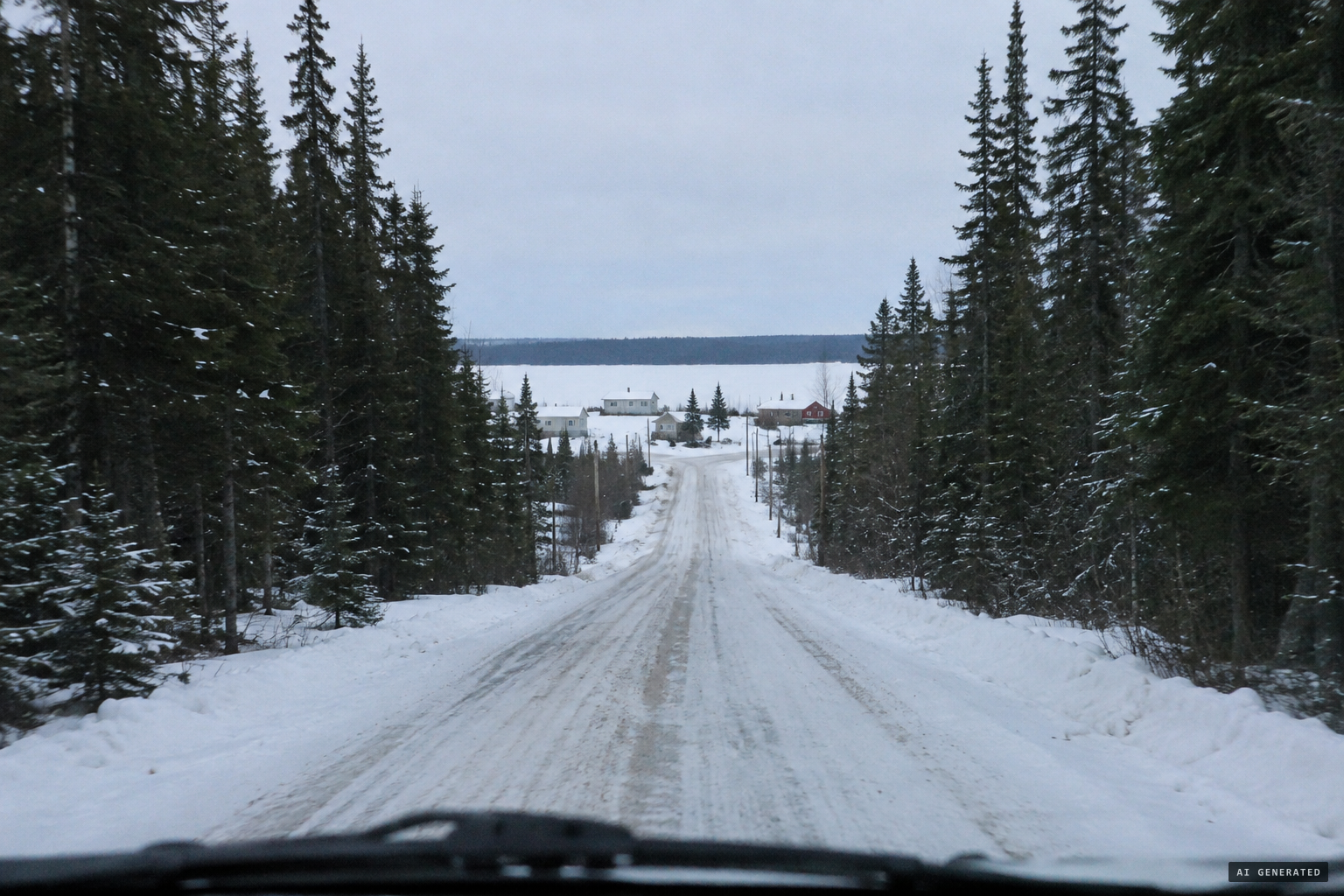 The long forest road out of Deschambault Lake