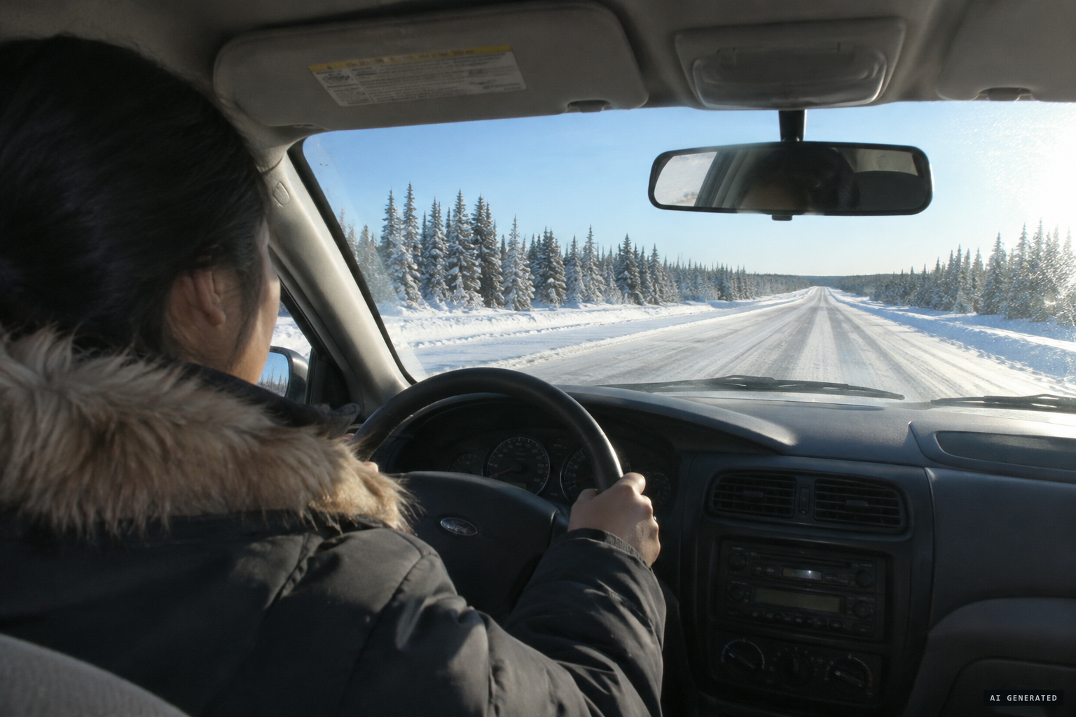 Shaylane Beatty drives toward Prince Albert on a bright December afternoon
