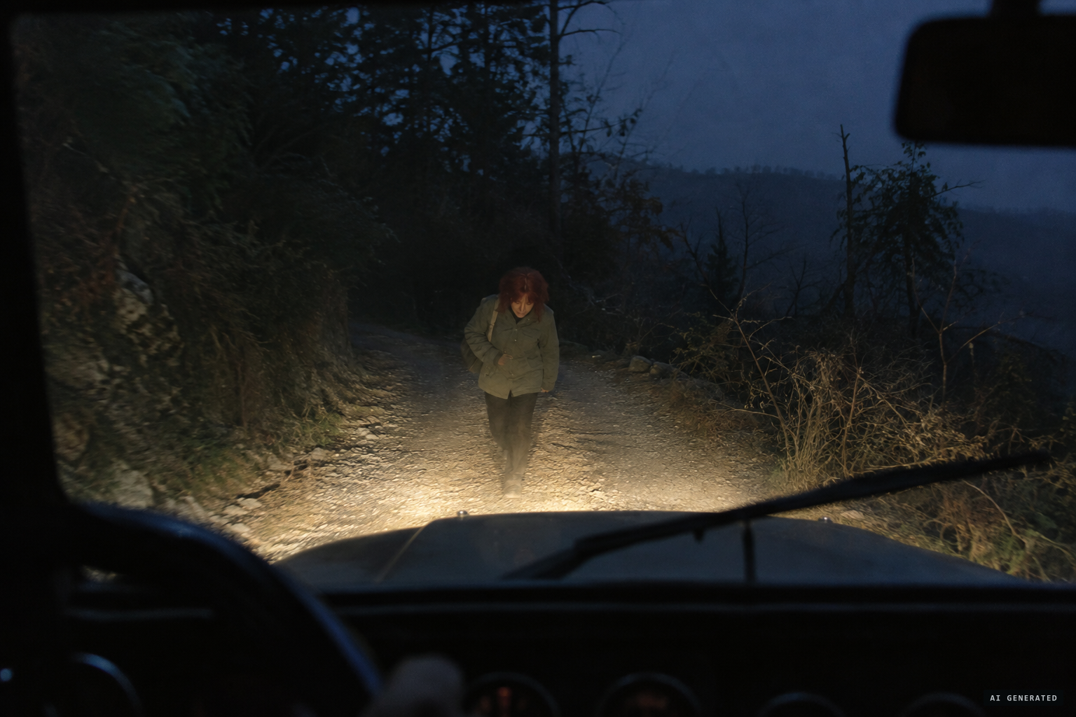 At Chunshuya the driver sees a strange animal walking toward them on the road