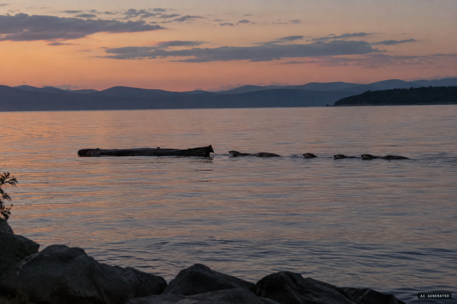 Rising logs and otters in a line, offered by sceptics as explanations