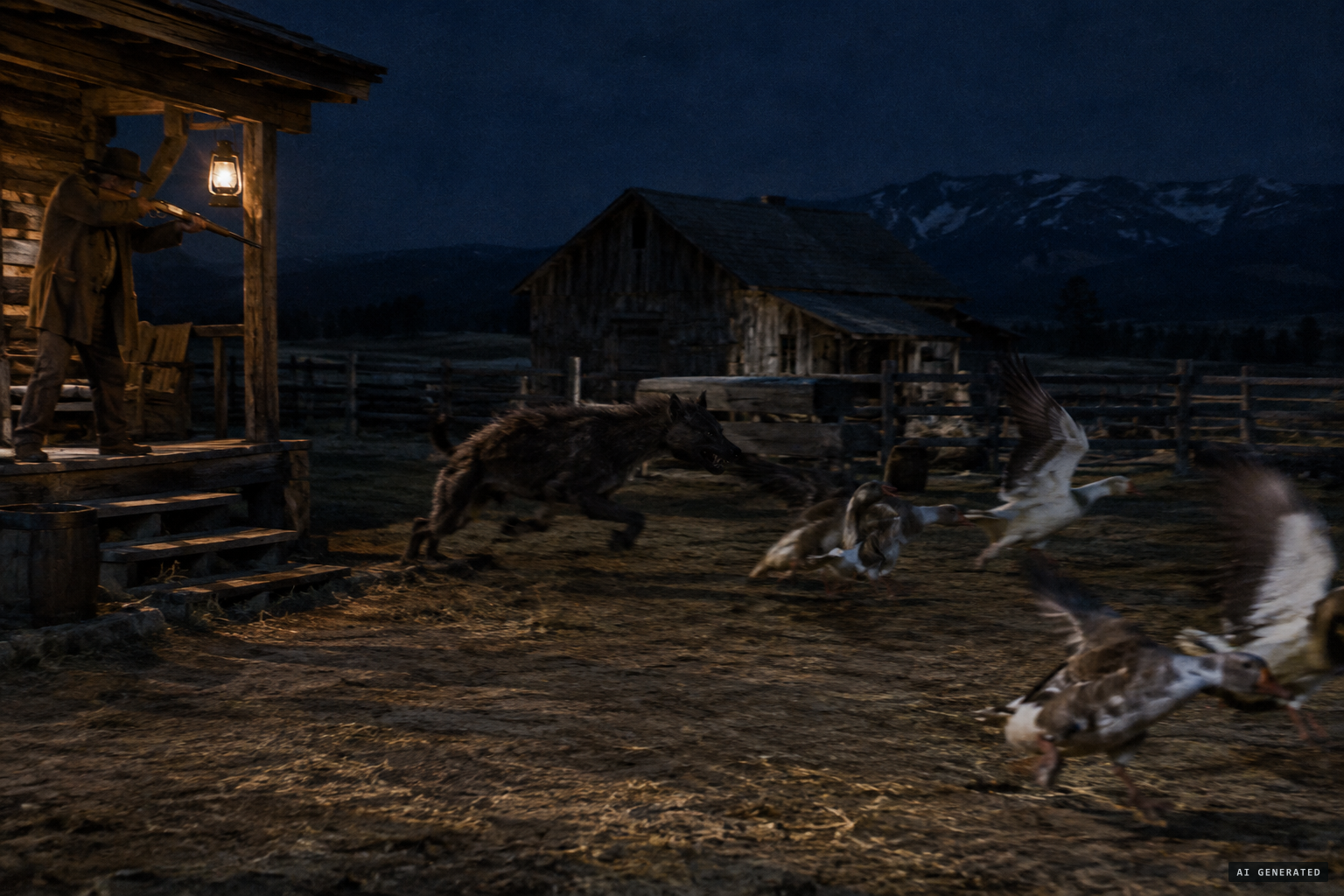 Hutchins finds the animal chasing his wife's geese