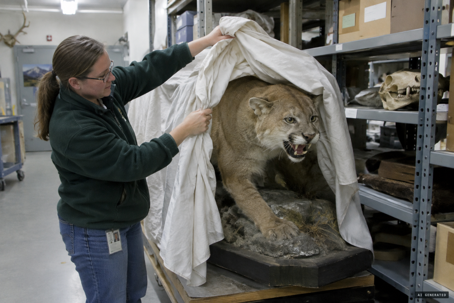 In 2007 the mount is found under a sheet