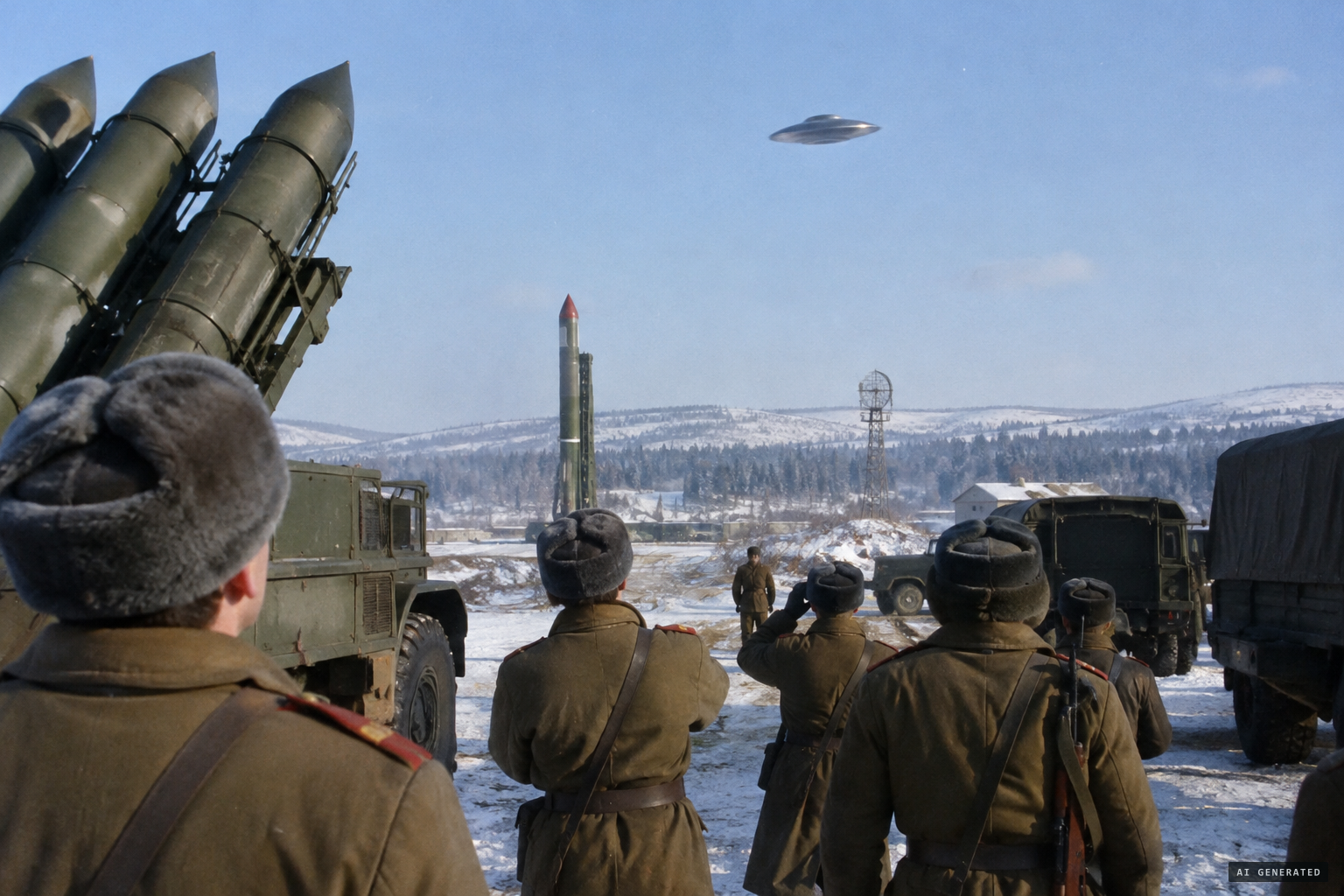 A small saucer flies low over the unit