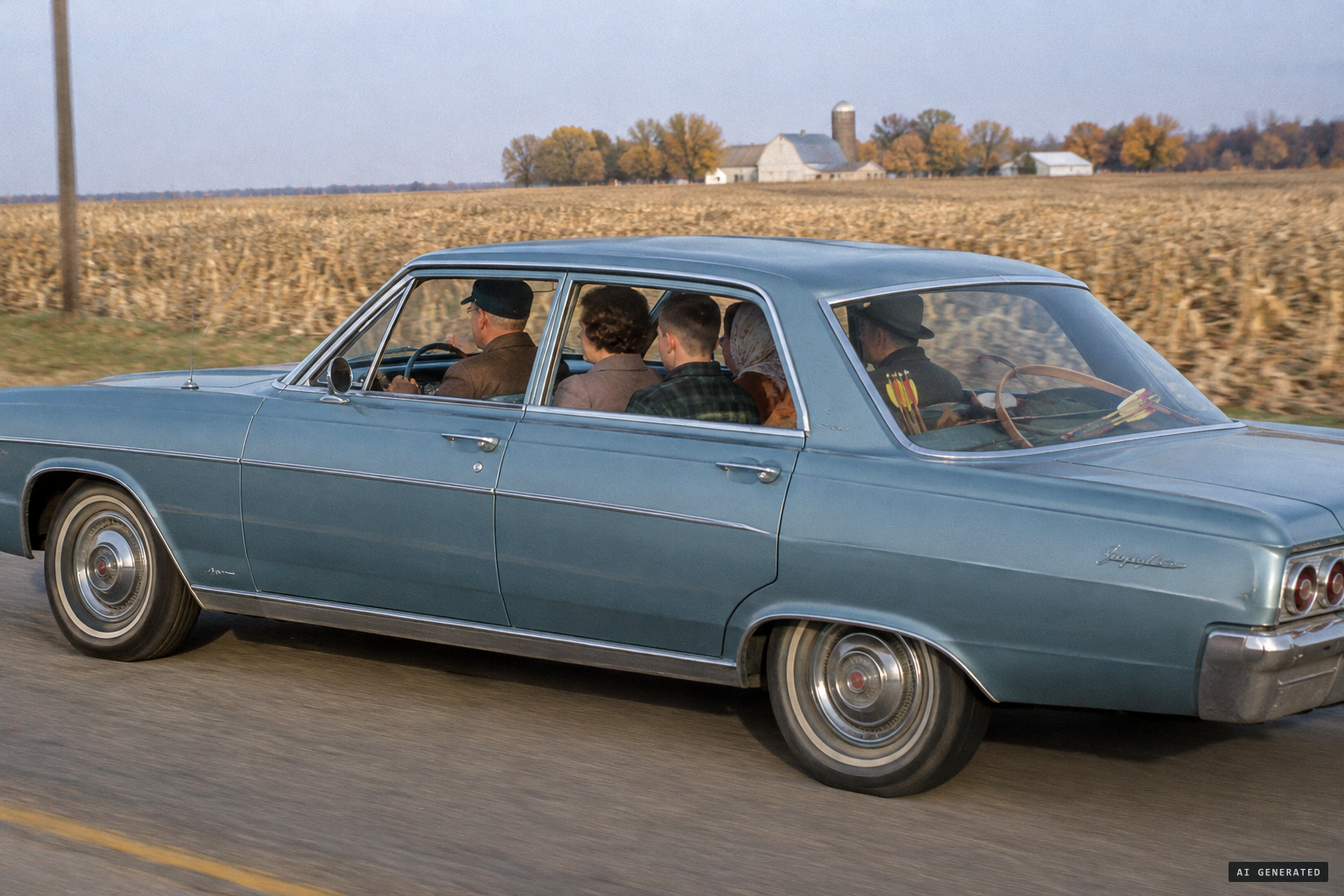 Deputy Arthur Strauch drives home to Gibbon with his family and friends after a bow-hunting trip
