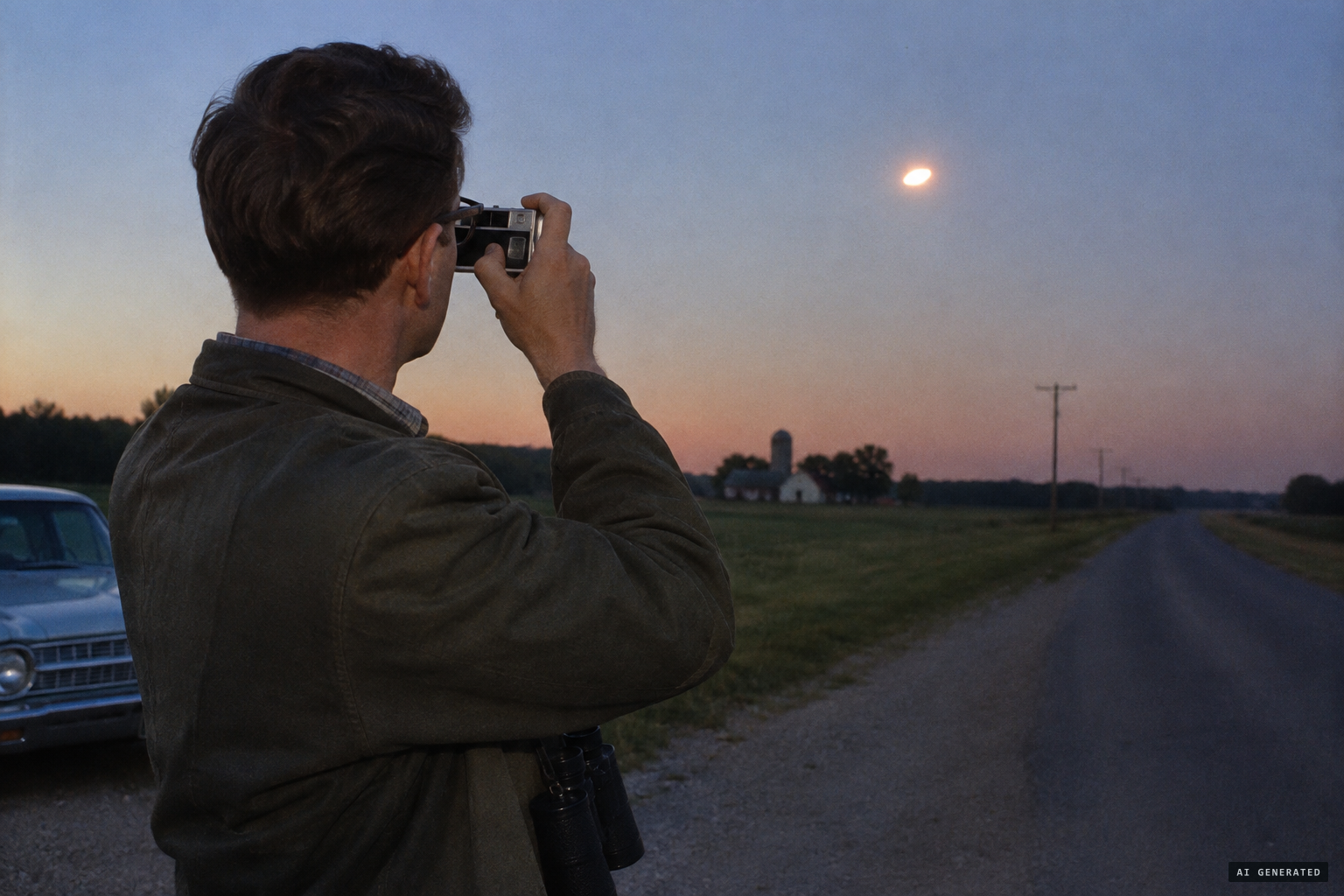 Strauch takes a single frame on his Kodak Instamatic as the object begins to move