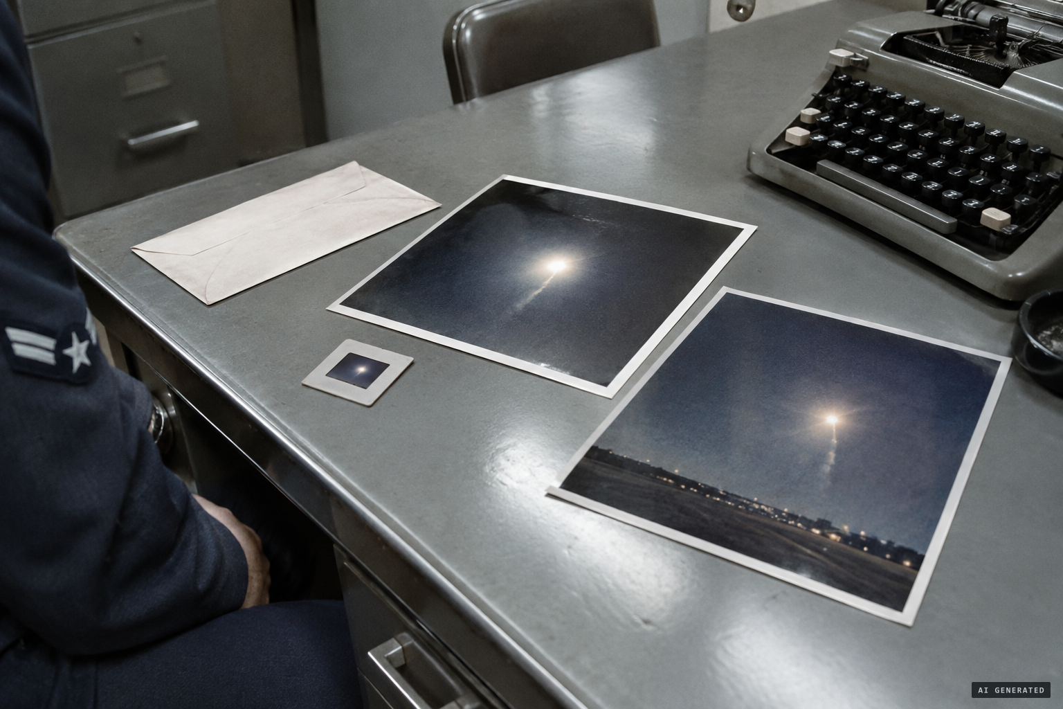 The slide and enlarged prints reach the USAF 934th Troop Carrier Group