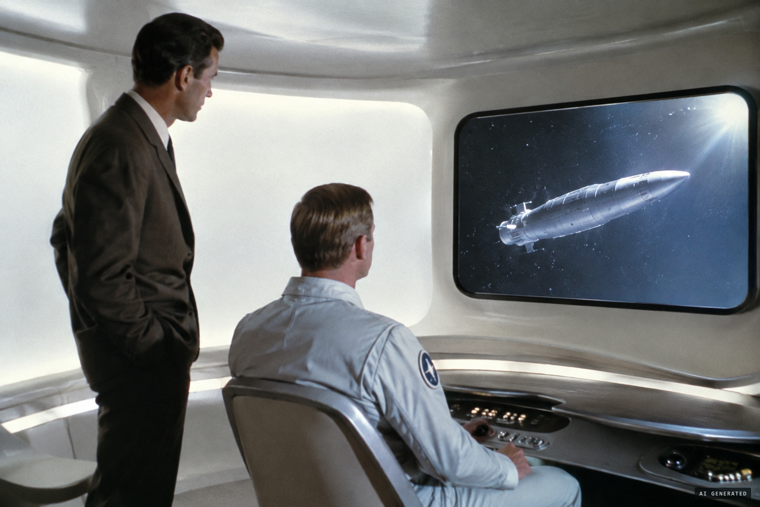 Inside the craft, Padrick is shown the cigar-shaped mother ship