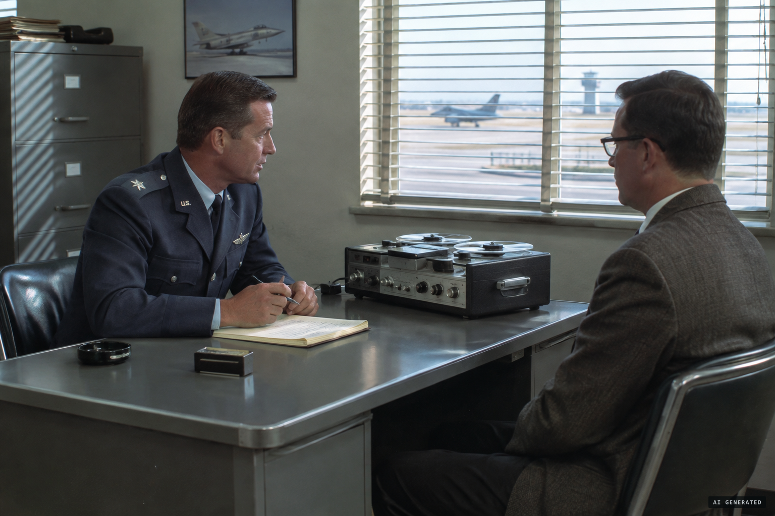 Maj. Reeder questions Padrick at Hamilton AFB