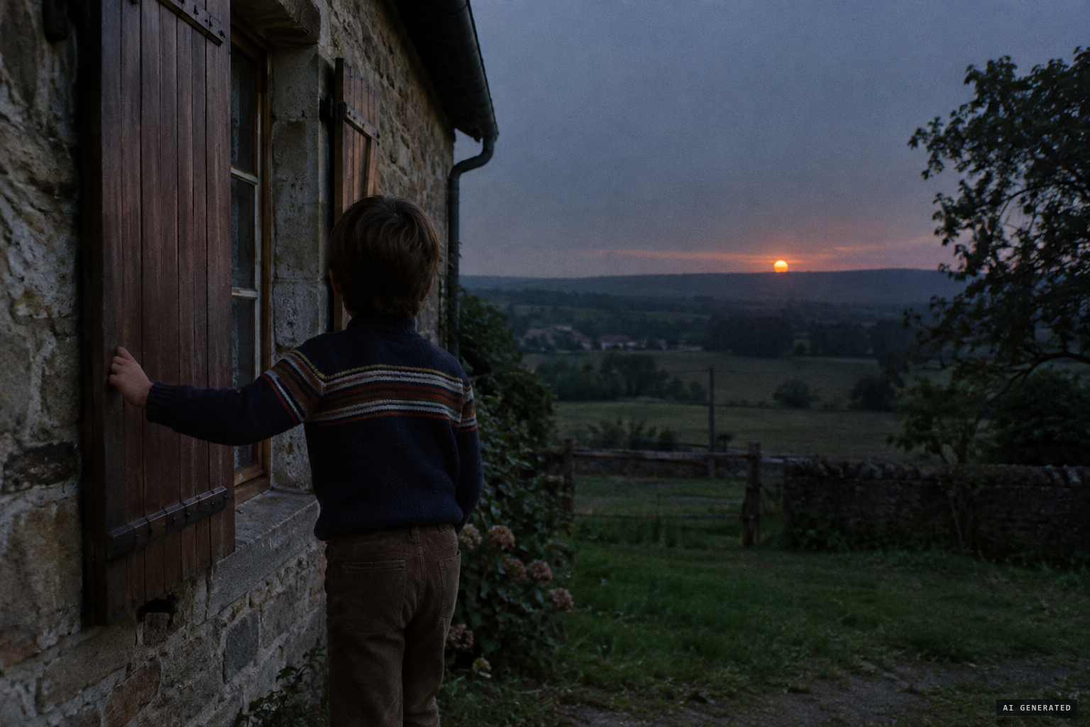 Lionel Simon, closing the shutters, sees an orange ball moving east to west
