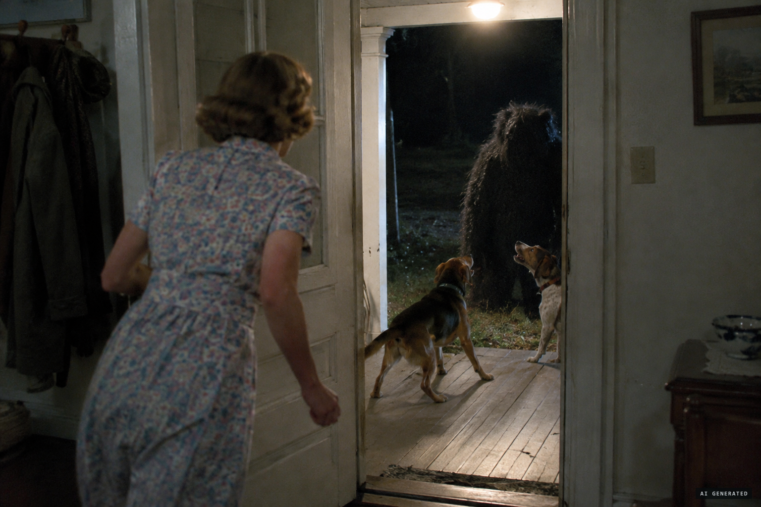 Evelyn Utrup says the beast chased her into her home until her dogs drove it away