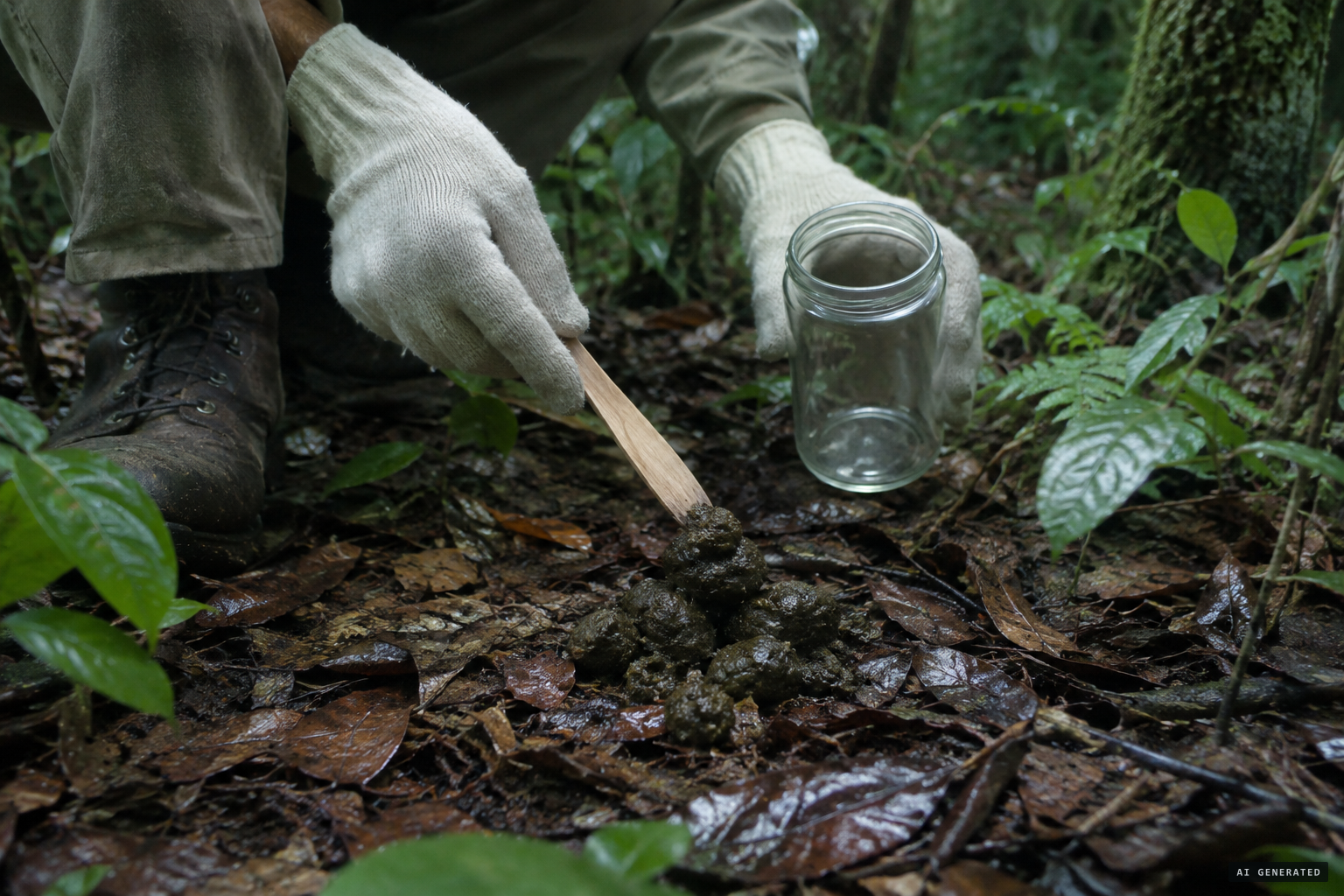 A sample of droppings, later labelled from a small Yeti