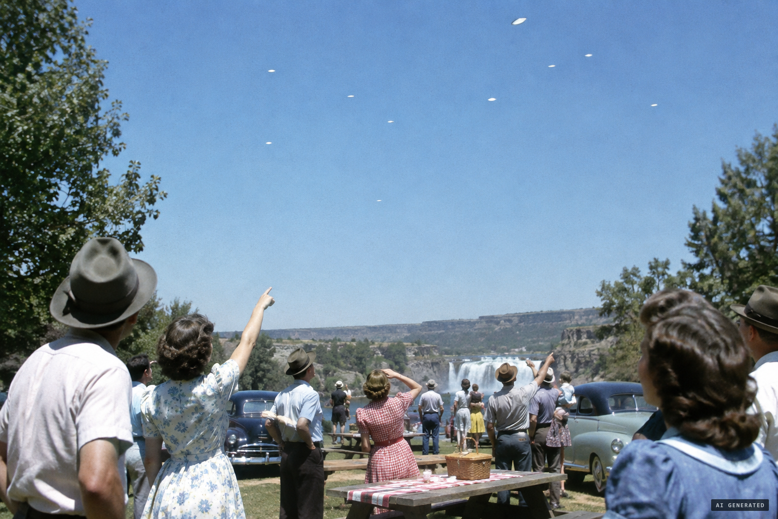 July 4, 1947: picnickers near Twin Falls report dozens of discs