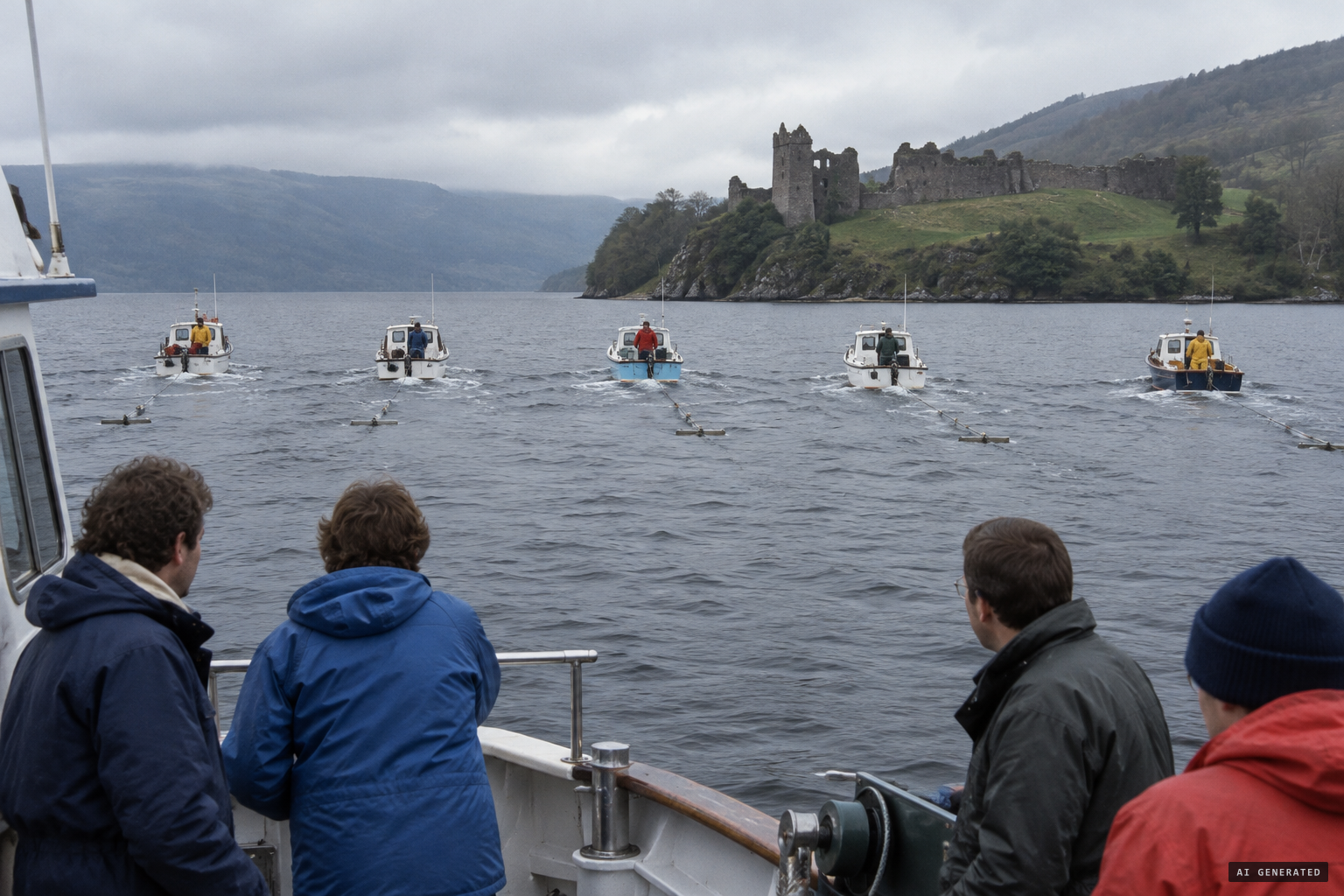 Operation Deepscan sweeps the loch with sonar off Urquhart Castle