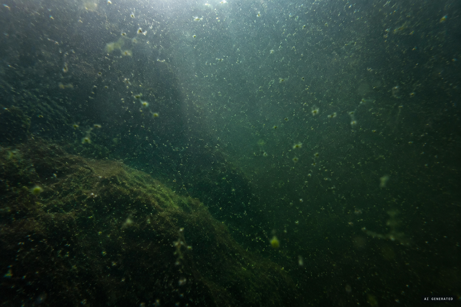 A bloom of algae and zooplankton on a thermocline