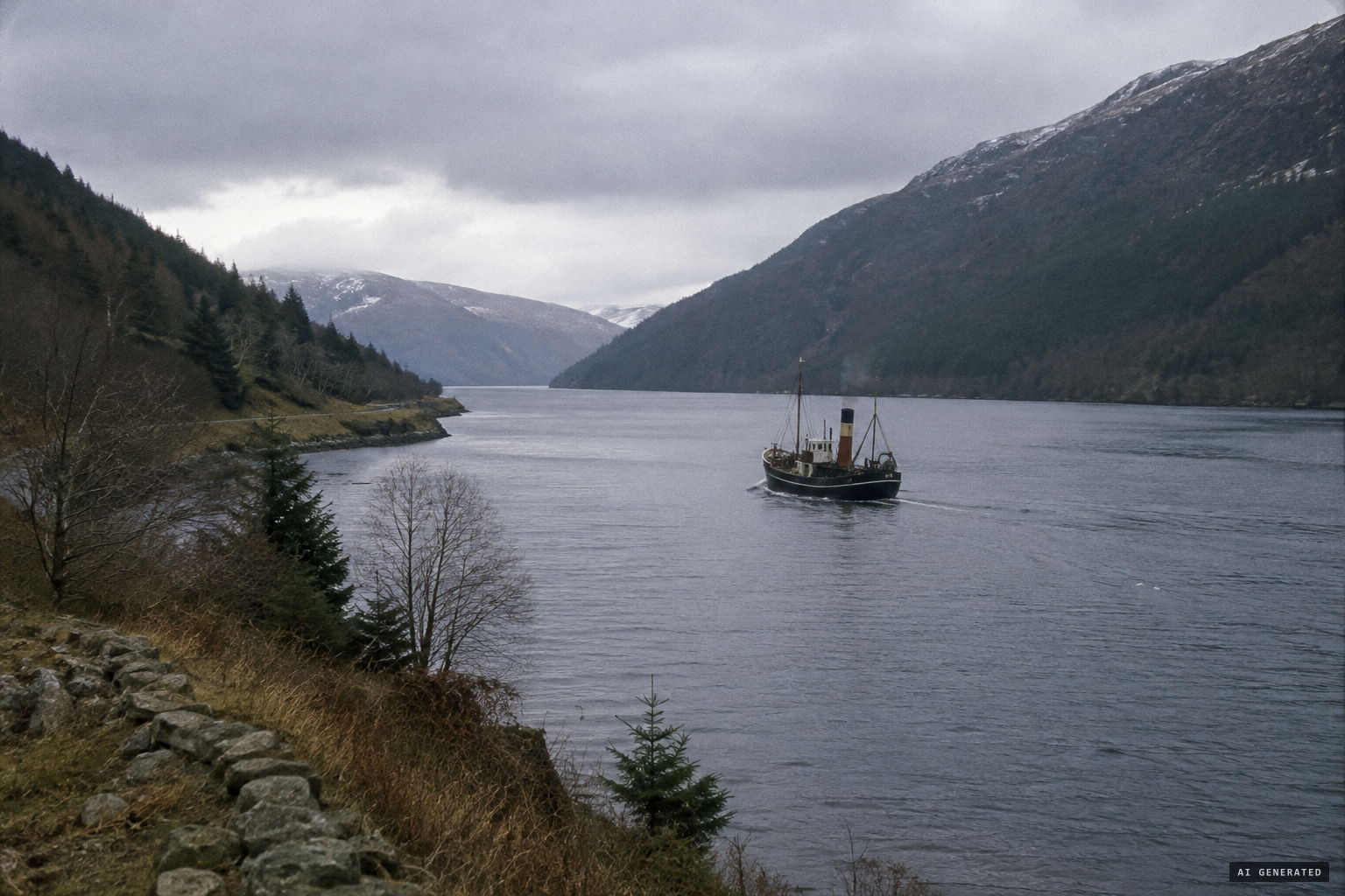 Fishing boats bound for the West Coast sailed the length of Loch Ness