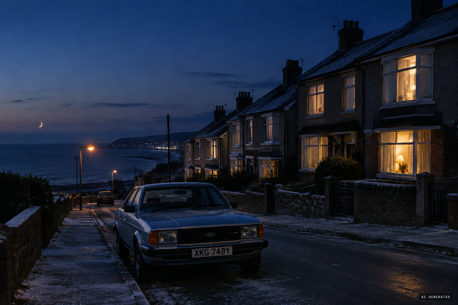 A clear, cold January evening on the South Wales coast