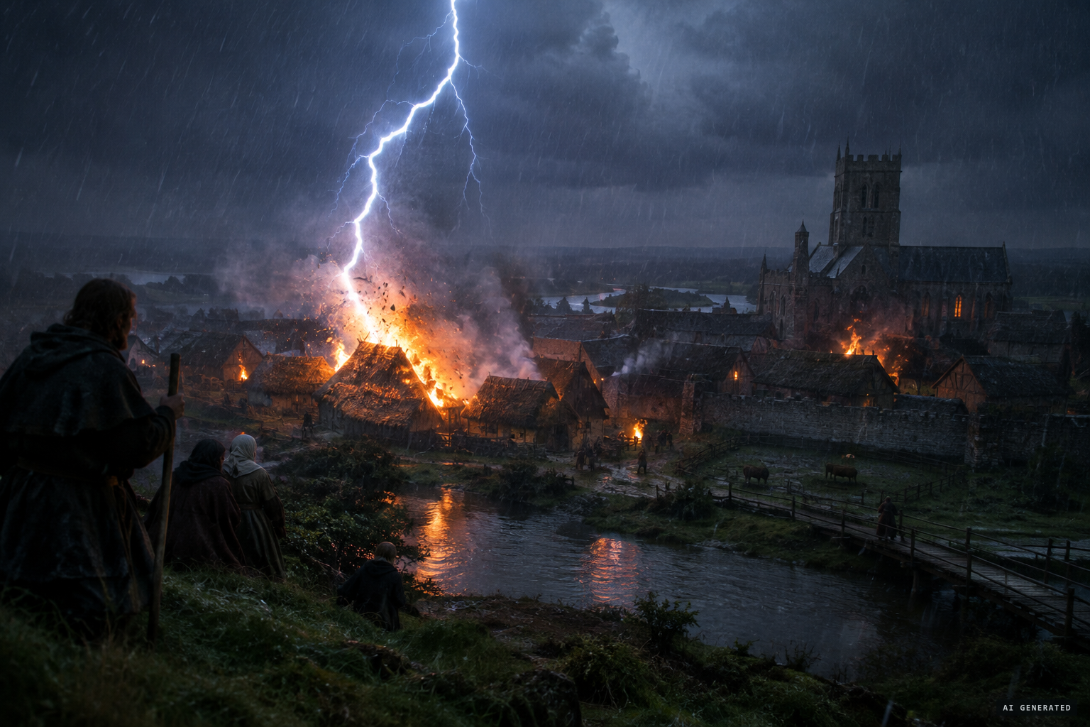 Guibert's version: lightning sent from heaven burns the town
