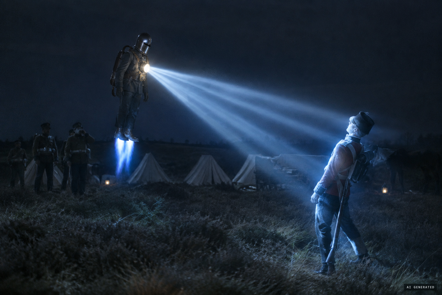 The later version: helmet, chest lamp, flight, paralysing rays and blue flames.