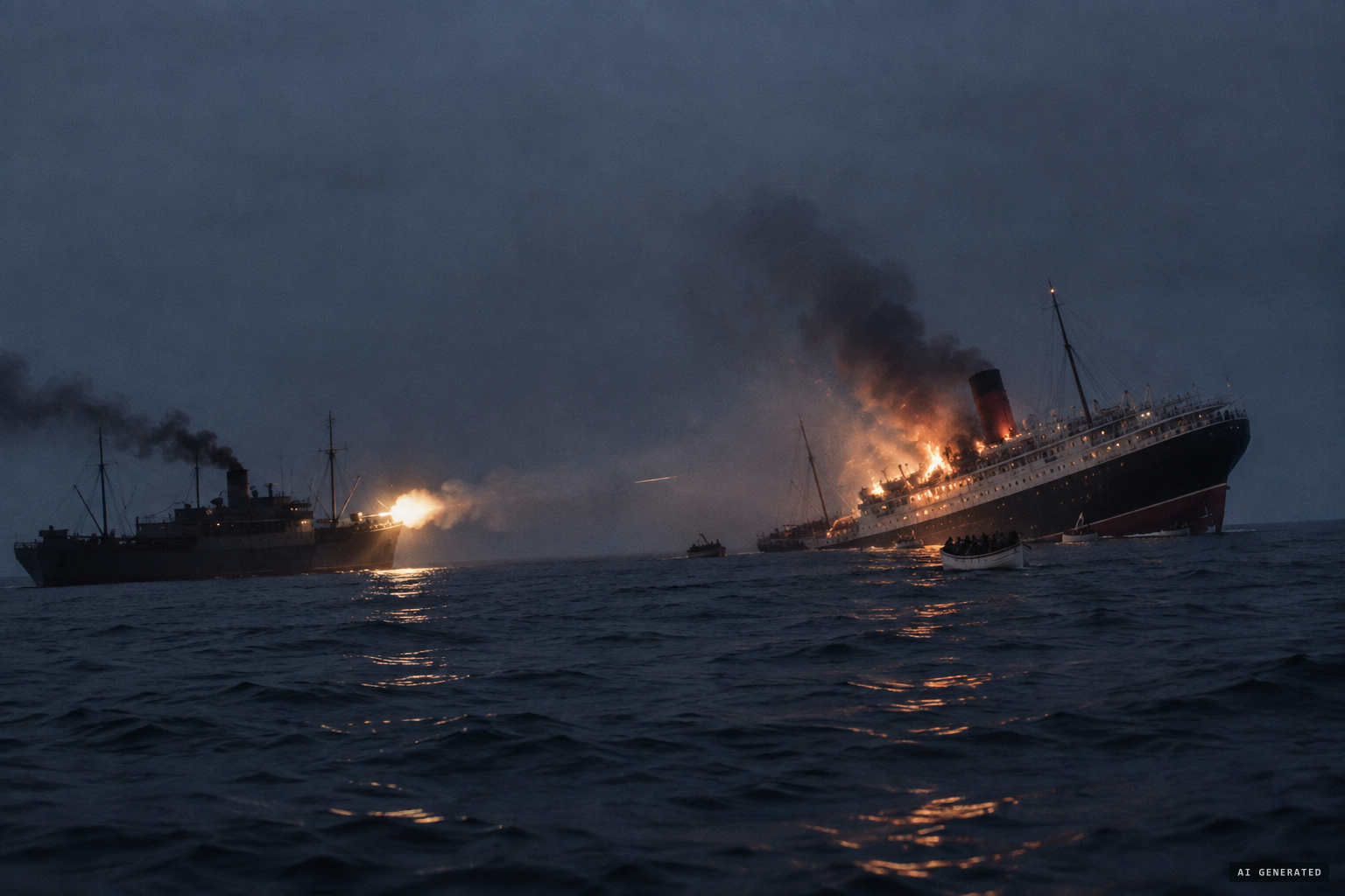 The German raider Thor sinks the SS Britannia west of Freetown, 25 March 1941