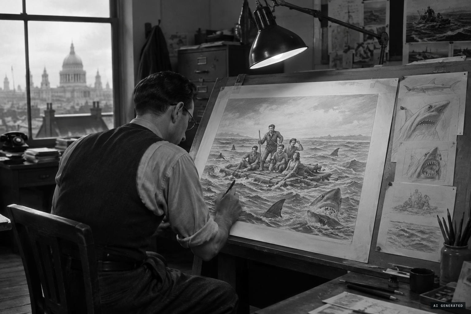 Bryan de Grineau's Illustrated London News drawing, made from Cox's notes