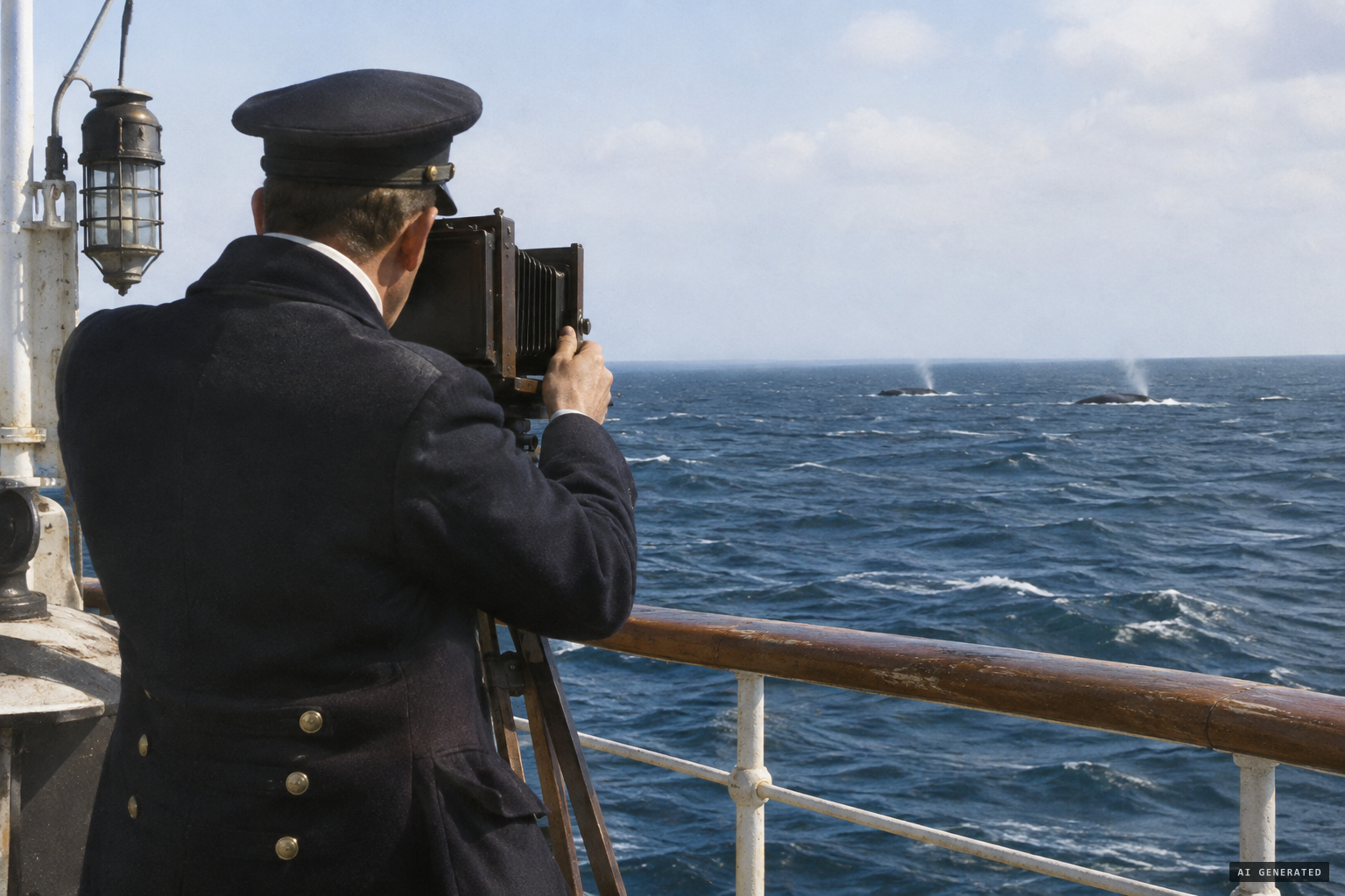 Captain Tracy photographs the faces, six exposures
