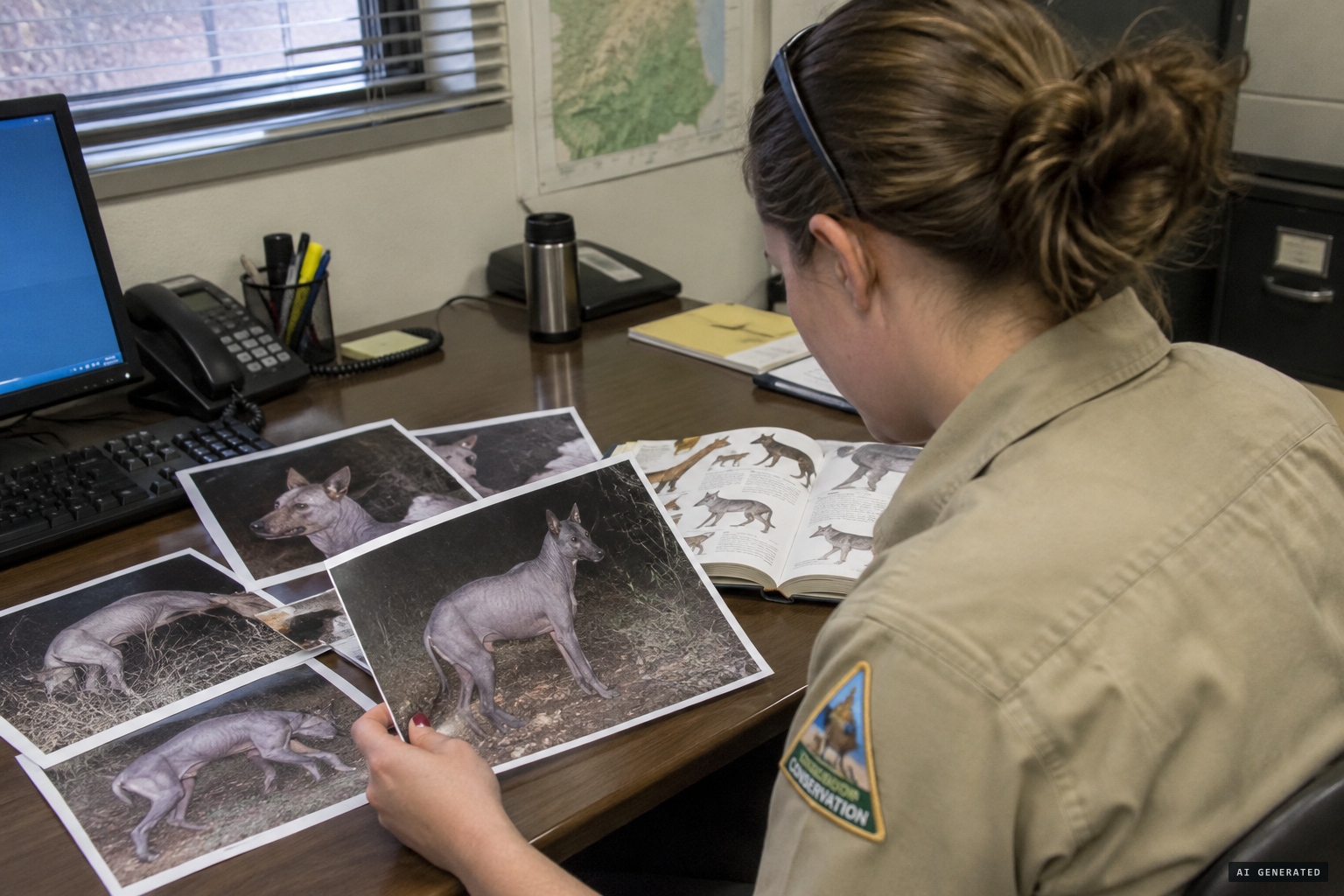 The Missouri Department of Conservation: dogs or coyotes with severe mange and malnutrition.