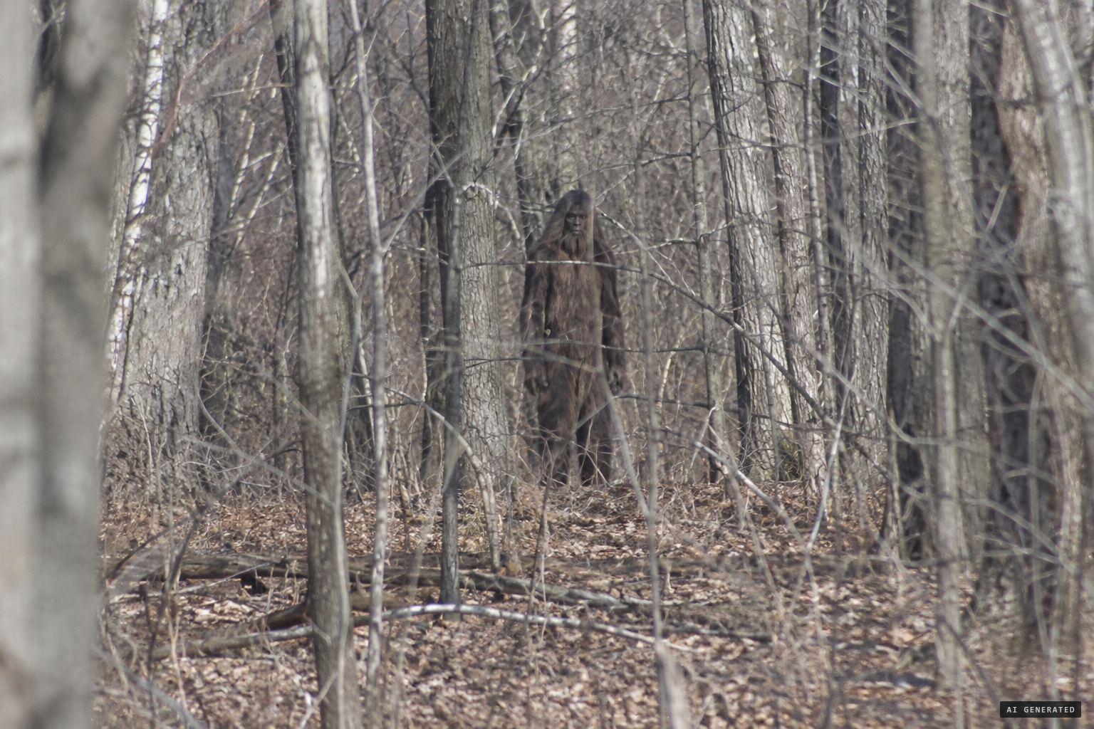 Near Route 44, a 9-ft brown figure locks eyes with the witness