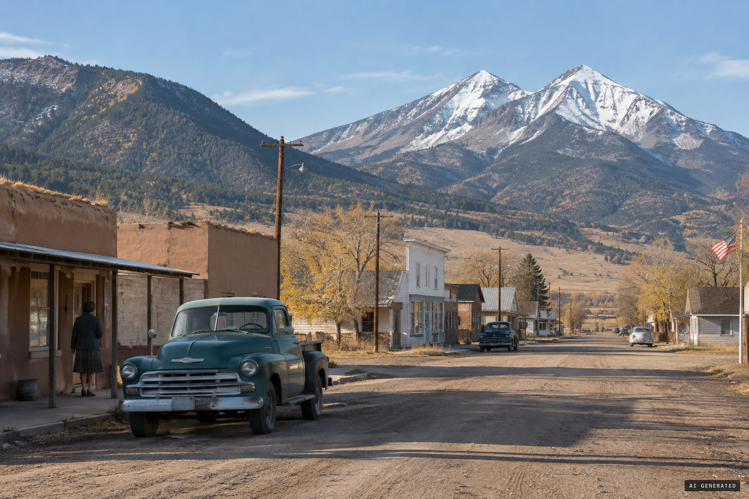 La Veta at the foot of the Spanish Peaks, with Mount Mestas to the north-west