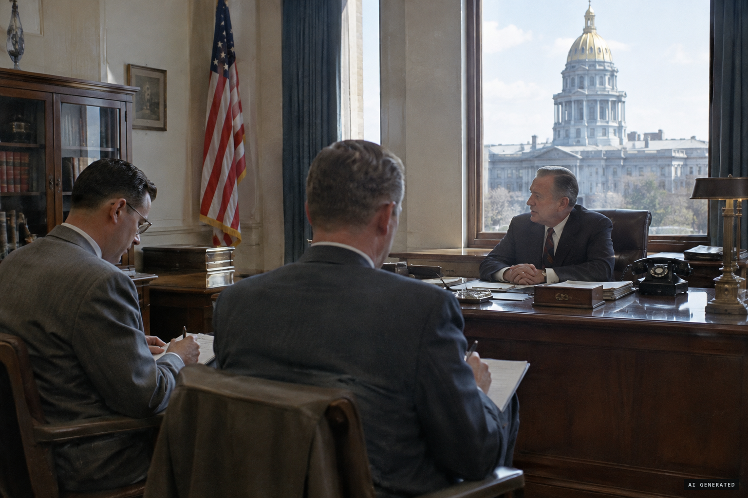 Investigators interview Taylor at the State Capitol in Denver
