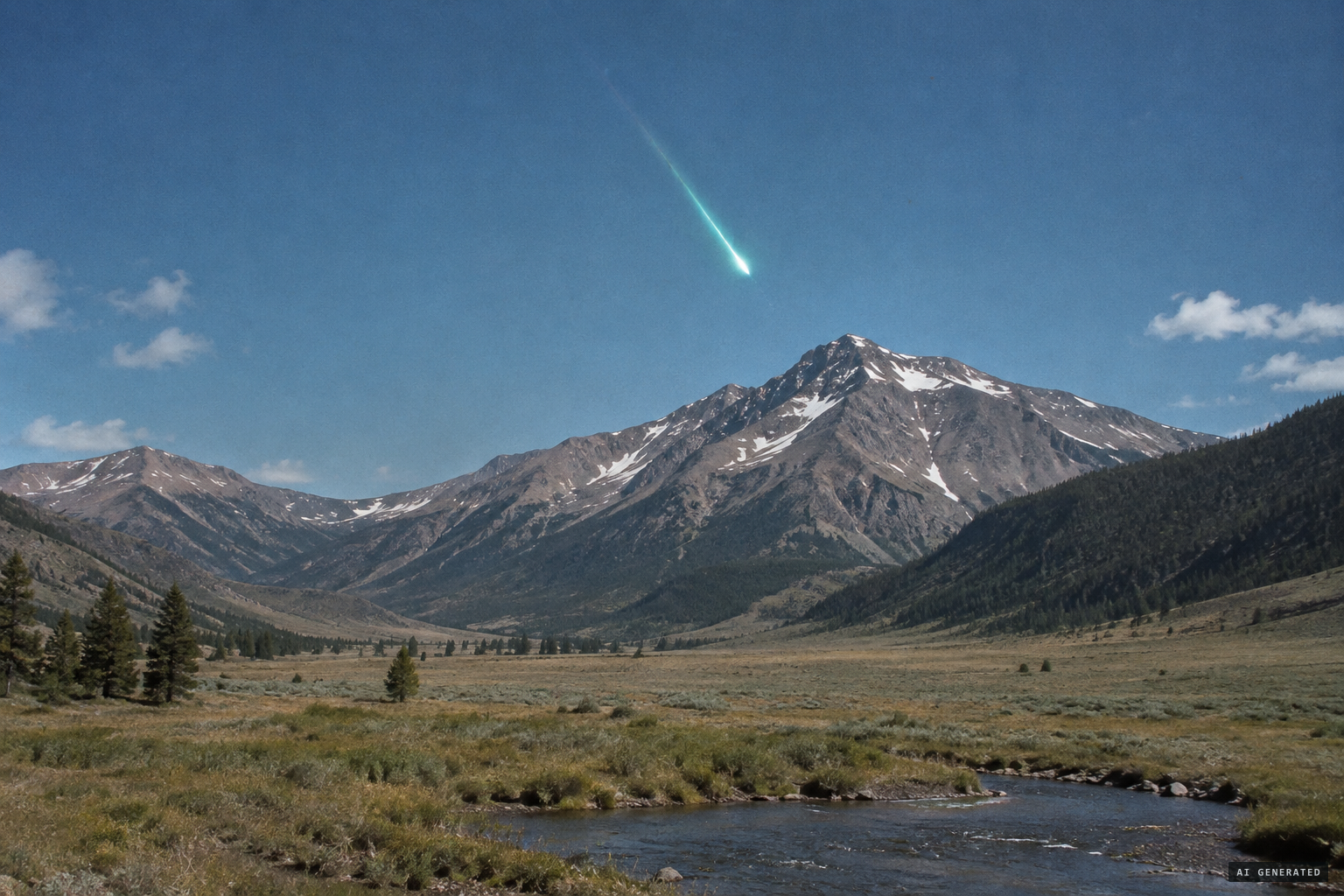 A silent glowing descent behind a mountain: a meteor, yet no fireball on record