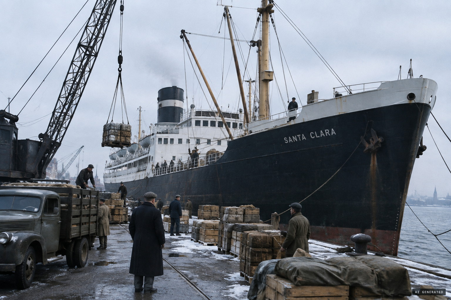 The new Grace Line ship Santa Clara, built in 1946, bound for Cartagena