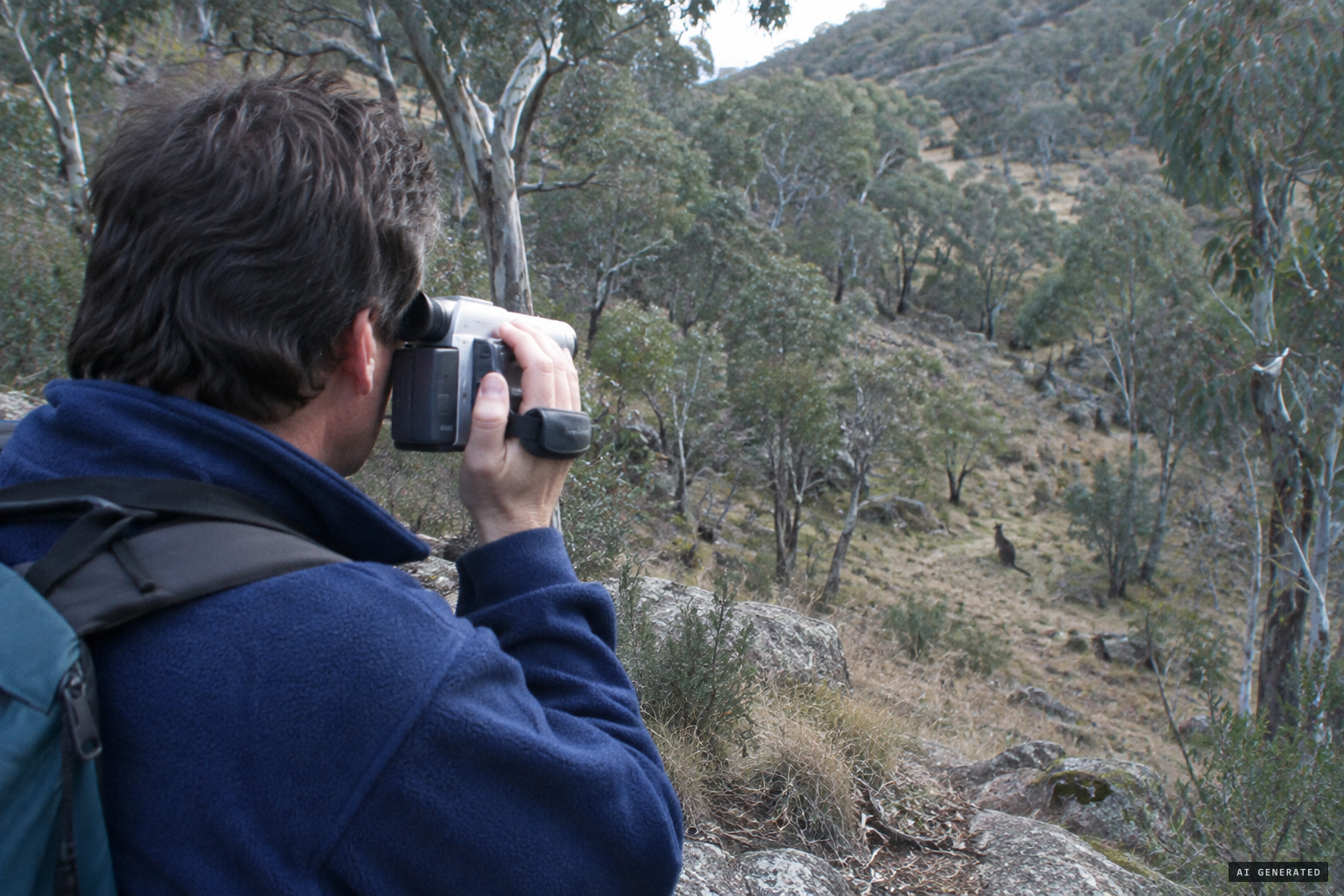 Steve Piper films what he takes for a large kangaroo in a gully